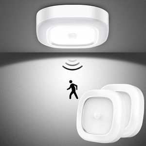 WhitePoplar Closet Light, Battery Operated Ceiling Motion Sensor LED Light, 300LM Indoor Wireless, for Hallway, Garage, Stairway, Pantry, Shed Wall, 2 Pack