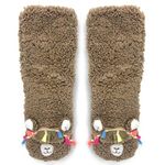 ooohyeah Womens Non Slip Fuzzy 3D Animal Slipper Socks, Funny Warm Cozy Fluffy Cute Indoor Slippers with Grippers, Llama Call You, 5-10