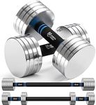 Northdeer Dumbbell Barbell Set 10kg Pair, 2.5kg 3kg 5kg 5.5kg 7.5kg 8kg 10kg Adjustable, Steel Compact Dumbbells Home Gym Workout (Silver)