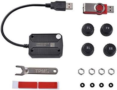 Shkalacar TPMS Tire Pressure Monitoring with 4 External Sensors, Voltage Monitor Android Navigation Monitoring Alarm System Wireless Transmission TPMS for RV, Camper, Travel Trailer and Trailer