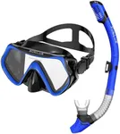 sublue Snorkeling Gear for Adults Anti-Fog Scuba Diving Mask Dry-Top Snorkel Set Scuba Diving Snorkel mask (Blue)