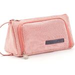 EASTHILL Medium Capacity Pencil Case Multi-Slot Pen Bag Pouch Holder for Middle High School Office College Girl Adult Simple Storage Case Pink