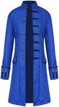 Men's Steampunk Coat Colonial Jacket Vintage Medieval Victorian Costume Tailcoat, Blue, Large