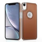 Pikkme Chrome Leather Back Cover | Flexible Pu Leather | Full Camera Protection | Silver Electroplated Chrome | Bumper Case for iPhone XR (Chrome Brown)