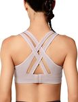 Yvette Women's High Impact Sports Bras Full Support Criss Cross Back Sexy Running Bra for Plus Size, Pastel Pink, XL(AC)