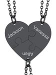 Engraved Best Friend Pendant Black Engraving Heart Necklaces for Bff Personalized Friendship Jewelry Necklace for 3