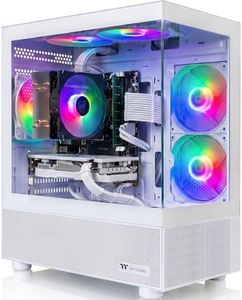 AIGAMEPC Gaming PC Desktop Computer, Intel Core i7 up to 4.0GHz, RX 580 8G, 16G RAM, 512GB M.2 SSD, BX3 550W 80PLUS Bronze PSU, WiFi 5, RGB Fan x5, Windows 11 Home, Sea View Room, White Towers PC