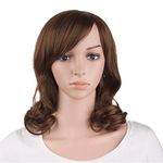 MapofBeauty 16"/40cm Fashion Side Bangs Medium Curly Wig (Brown)