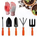 Cinagro Garden Tools Kit (Set of 6) Weeder, 2 Trowels, Hand Fork, Cultivator, Gardening Hand Gloves | Gardening Tools Kit for Home Garden, Indoor and Outdoor Gardening for Plants and Soil