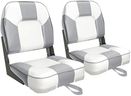 Leader Accessories A Pair of New Low Back Folding Boat Seat(2 seats) (D-White/Grey)