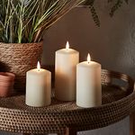 Lights4fun Set of 3 TruGlow® Outdoor Waterproof Flameless LED Pillar Candles Battery Operated with Timer