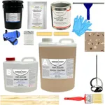 ArmorPoxy Garage Epoxy Floor Kit – Industrial Grade, 2 Part Epoxy Coating for Concrete for Garages, Basements, Workshops, Retail & Automotive Spaces -14 pcs, Covers 600 Sq Ft, Khaki Tan