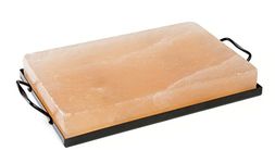 Charcoal Companion CC6301 Himalayan Salt & Salt Set / 8in x 12in Salt Plate with Holder, Natural