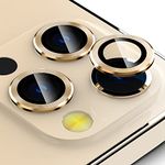 imluckies Camera Lens Protector for iPhone 12 Pro Max, Premium Tempered Glass Film Aluminum Alloy Lens Ring Cover, Gold [Anti-Scratch] (3 Pack)