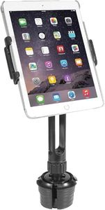 Macally Cup Holder Tablet Mount - Heavy Duty iPad Cup Holder Car Mount Stand or Tablet Holder for Car, Truck, and Vehicle - Fits Devices 3.5" - 8” Wide with Case - Adjustable iPad Holder for Car