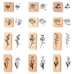 Wooden Plant Patterns Rubber Stamp - Plant and Flower Decorative Wooden Rubber Stamp Set for DIY Craft Card Scrapbooking Supplies Photo Album, Hand Book, Planner, Scrapbooking, 12Pcs