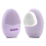 AGARO CB2105 Facial Cleansing Brush, 2-in-1 Soft Bristle & Silicone Facial Cleansing Brush for Exfoliation & Deep Pore Cleansing, Suitable for Sensitive, Delicate and Dry Skin, Purple