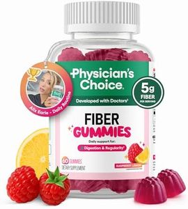 Physician’s Choice Fiber Gummies for Digestive Health & Regularity - Raspberry Lemon Flavor - No Sugar Added & Vegan - Natural Chicory Root Prebiotic Fiber - Daily Gummy for Adults, Women & Men - 60CT