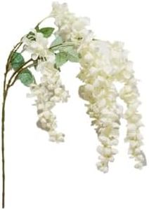 Sweet Home Deco 43'' Silk Wisteria Artificial Flower Spray, Hanging Flower Stem, 6 Branches, Spring Wisteria Flowers, Wedding Flower (White)