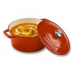 CUMIN CO. Cast Iron Dutch Oven 5L, 26 cm | Induction Base Cookware | 10 Years Warranty | Non Toxic Non Stick Biryani Pot with Lid | Heavy Bottom | Chemical Free Coating | Free Accessories | Color: Rust