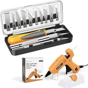 MulWark 16-Piece Precision Hobby Knife Set & Mini Hot Glue Gun and Sticks Set