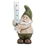 Bits and Pieces Garden Décor-Hand Painted Gnome Rain Gauge Sculpture for Your Garden, Lawn or Patio - Charming, Durable, Weather Resistant Polyresin Statue