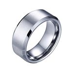 ANAZOZ Ring for Men Custom Engagement Rings,Mens Wedding Ring Tungsten Brushed Round 8MM Silver Ring Size X 1/2