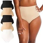 INNERSY High Waisted Knickers Shapewear for Women Tummy Control Maternity Pants after Birth 5 Pack (M, 2 Black/2 Beige/1 White)