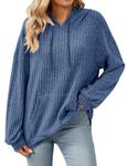 Gemulate Ladies Sweetheart top Oversized Womens Jumper Long Sleeve Plus Size Ladies Jumper Long Sleeve Tops Sweaters Ladies Modern Lightweight Outfit for Women UK Blue XXL