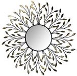 LuLu Decor, Decorative Metal Vine Wall Mirror, Frame Measures 25", Round Beveled Mirror 9?, Perfect for housewarming gift(L72LM)