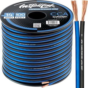 Install Link 14 Gauge Speaker Wire for Car, Home or RV Audio Cable, 100ft, CCA, Blue/Black