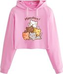 BELTLY Women's Fleece Regular Fit Cute Crop Hoodie Cat-Women Sweatshirt (Black, Pink, Lavender, White)