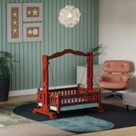 ONIJA Wooden Baby Cradle | Sheesham Wood Foldable Palna | Handmade Newborn Kid Jhula Palna, Multifunctional Baby Crib/Baby Wooden Cot, Bed, Rocker/Baby Cradle