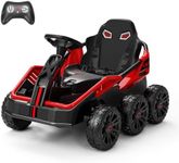 FanttikRide X7 Pro 6x6 24V Ride on Toys for Big Kids, Six Eva Wheels UTV, 4x75W 5.9MPH Powerful Electric Car, 4WD/2WD Switch, Parent Remote, Four Shock Absorbers, for Ages Three and Up, Red