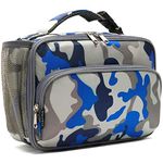 Kids Lunch box Insulated Soft Bag Mini Cooler Back to School Thermal Meal Tote Kit for Girls, Boys,Blue Camo