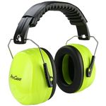 ProCase Ear Defenders Noise Reduction Safety Ear Muffs, 32dB Hearing Protection Earmuffs with Adjustable Headband for Shooting Mowing Construction Manufacturing Woodwork -Neonyellow