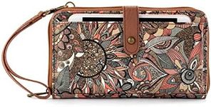 Sakroots Artist Circle Smartphone Crossbody in Coated Canvas, Detachable Wristlet Strap, Sienna Spirit Desert II