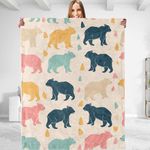 dhakalrlde Colorful Bear Plush Throw Blanket - Soft, Comfy, Lightweight, Warm, and Fuzzy - Ideal Gift for Men and Boys - Perfect for Couch, Bedroom, Travel, Bed - 80x60 inches