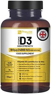 Vitamin D3 4000IU High Strength I 425 Vegetarian Tablets (14 Months Supply) I Easy Swallow Vitamin D3 Supplement for Immune Support, Calcium Boost, Bone & Muscle I Made in the UK by Prowise Healthcare