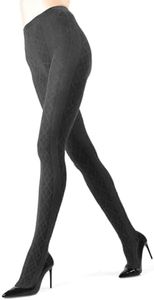 MeMoi Juneau Diamonds Cotton Tights for Women, Cozy and Elegant Sweater Tights - Sizes Small to X-Large, Dark Gray Heather, S-M