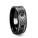 King Will CLASSIC 8mm Mens Black Groove Tungsten Rings Wedding Band for Men Brick Pattern Brushed Finish (13)