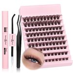 DIY Eyelash Extenisons Kit D Curl Cluster Lashes with Bond Seal Lash Glue 108Pcs Wispy Lashes Individual Cluster Kit 8-16MM Individual Eyelashes DIY at Home Lash Extensions Kit by JIMIRE