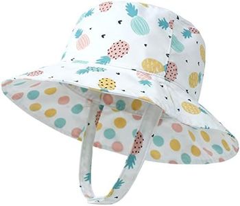 LAPI.ZAPI Baby Sun Hat Print Pattern Reversible Kids Boy Girls hat UPF 50+ Sun Protection Beach Bucket Hat Wide Brim, Spots Fruit, 0-6 Months