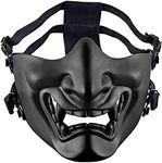 MTGHYAYA Tactical Half Face Masks, Evil Demon Monster Kabuki Samurai Hannya Oni Half Face Protective Masks Masquerade Ball, Party, Halloween, Cs War Game