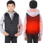 Boys Girls Heated Vest USB Charging Electric Body Warmer Gilet for Kids Heated Jacket with Power Bank Heating Waistcoat Waterproof Windproof Clothing Keep Warm in Winter for Child 4-15 Years
