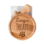 Personalised dog treats glass jar with wooden engraved lid/Dog's snacks or treats/Christmas gift for pet/Dog or cat treat jar storage