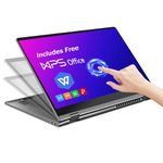 14.1'' Laptop PC 2 in 1 laptop N100 Processor(Up to 3.4GHz) 16GB RAM 512GB SSD Touchscreen 360° Foldable with 2.4/5Ghz Dual Band WiFi Bluetooth5.0 Type-C 46WH Battery Fingerprint Unlock