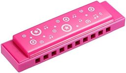 PATIKIL Translucent Harmonica Assorted Colors 10 Holes Pink ABS Harp Mouth for Educational Musical Instruments Beginners Adults Professionals