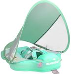 Newest Add Tail Avoid Flip Over Mambobaby Non Inflatable Baby Swim Float with Canopy UPF 50+ Vest Air Free Water Smart Swim Trainer Solid Infant Pool Waist Ring