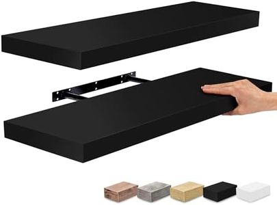 Sorbus Floating Shelves, Wall Shelves for Bedroom, Kitchen, Living Room, Bathroom Shelves Over The Toilet, Home Decor, Farmhouse, 24 x 9 Inch Wall Mounted Floating Shelves for Wall, 2 Pack, Black